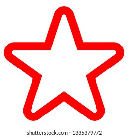 Star symbol icon - red simple outline, 5 pointed rounded, isolated - vector illustration