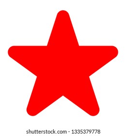 Star symbol icon - red simple, 5 pointed rounded, isolated - vector illustration