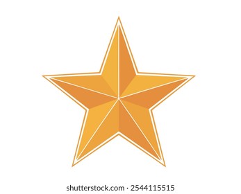 Star symbol illusttration with 5 pointed stars in yellow color star separated with white points and five pointed star vector illustration. 5 pointed orange stars with stroke and yellowish orange star