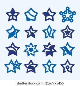 Star symbol logo collection with blue color