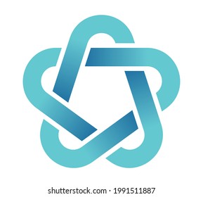 Símbolo de estrella con esquinas redondeadas. Diseño plano. Color turquesa. Logo, aislado en fondo blanco. Icono de degradado de color. Ilustración vectorial.