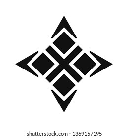 Star with symbol in shape. Black and white icon.