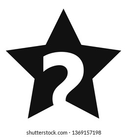 Star with symbol in shape. Black and white icon.