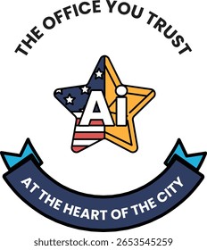 A estrela é um símbolo dos Estados Unidos. O logotipo é para o Office You Trust. É importante lembrar que o logotipo é para o Office You Trust
