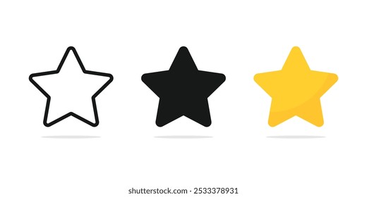Star symbol vector. Star icon illustration. UI icon design of starts for adding content to bookmarks and for ratings and reviews. Vector illustration.