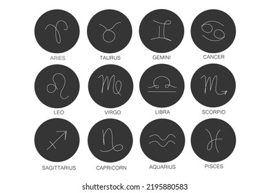 Star symbols for astrological calendar, horoscope. Zodiac signs
