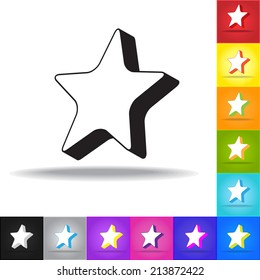 Star Symbols Isolate on Color Background. Vector Illustration.