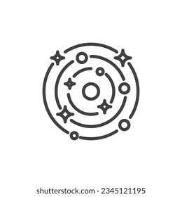 Icono de línea del sistema de estrella. signo de estilo lineal para concepto móvil y diseño web. Icono del vector de contorno del sistema estelar. Símbolo, ilustración del logotipo. Gráficos vectoriales