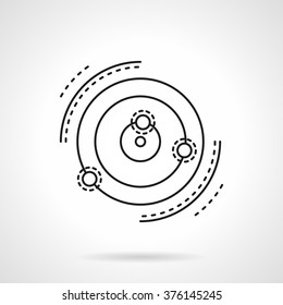 Star system model sign. Planetary system. Education and science. Astronomy. Vector icon flat thin line style. Element for web design, business, mobile app. 