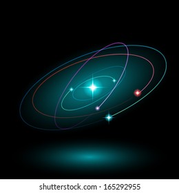 Star system with orbiting planets, eps10 vector