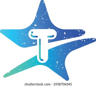 Star T Letter Logo Design
