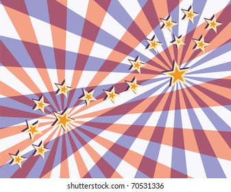 Star tail on beams background. Stars are on a separate layer and can be easily removed if needed.