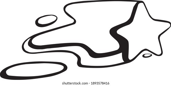 A star with a tail. Vector element, sketch.