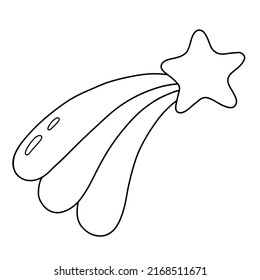 Star with a tail. Vector outline illustration for children creativity and colouring page