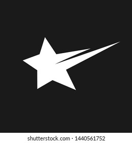 Star with tale logotype design. Flat abstract vector art. Movie or sport famous person symbol. Falling star for a wish.