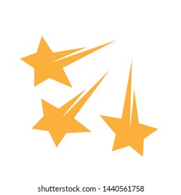 Star with tale logotype design. Flat abstract vector art. Movie or sport famous person symbol. Falling star for a wish.