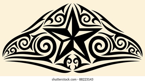 Star Tattoo Tribal Design