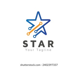 star tech line fly fast logo icon symbol design template illustration inspiration