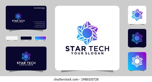 Star tech Logo design template and business card