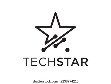 star with tech logo design vector. technology symbol illustration.