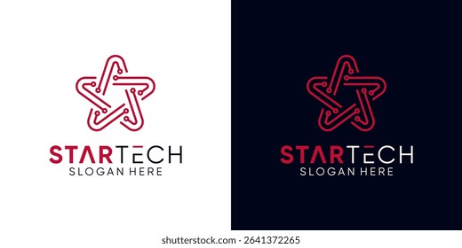star with tech logo design vector. technology symbol illustration.
