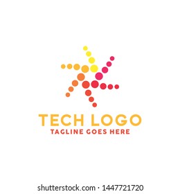 Star Tech Logo For Technology Design With Colorful Style Concept. Star Logo Company with Modern Digital App and Network Symbols Concept. Connect Icon for Business, Studio, Network, Internet