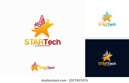 Star Technology logo designs concept, Shine Tech iconic logo template vector