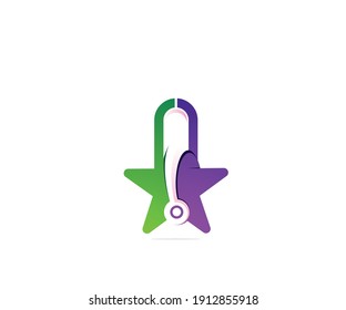 plantilla de diseño de logotipo de icono de candado con tecnología estrella
