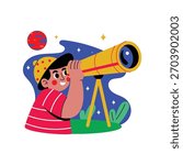 Star Telescope Flat Vector Illustration EPS 10 File