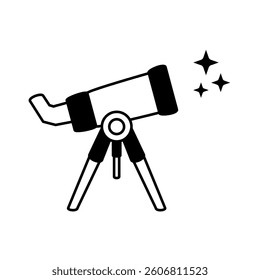 star telescope icon, simple flat style, illustration, logo sign symbol pictogram template, for ui and ux, editable