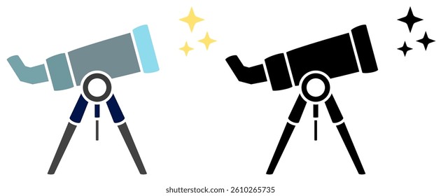 star telescope icon, simple flat style, illustration, logo sign symbol pictogram template, for ui and ux, editable