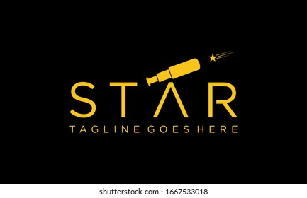 Star and telescope for logo design vector editable
