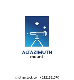 Star and telescope on white background icon or logo on blue background