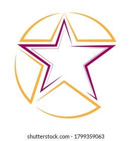 Estrella. Plantilla para un logotipo, pegatina o emblema aislados en un fondo blanco