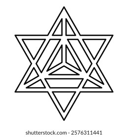 Star tetra Sacred geometry symbol contour outline line icon black color vector illustration image thin flat style