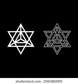 Star tetra Sacred geometry symbol set icon white color vector illustration image solid fill outline contour line thin flat style