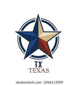 Star of Texas with American color perfect for print, apparel, stickers, etc