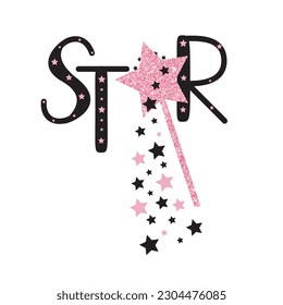 star text glitter star black and white vector art illustration