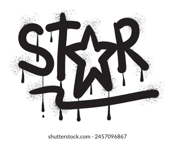 Sterntext-Graffiti mit schwarzer Sprühfarbe