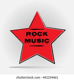 Star with text Rock Music. Vector illustration.
