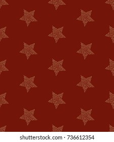 Star textured pattern on red background.