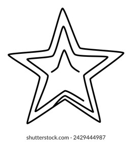 Star - Three Pieces with Almost Sharp Corners: Two 5-Star Completely Shapes, and One 1-Star Shape Inside, Featuring One Star on the Top and the Rest Deleted, All with Clear Lines Vector
