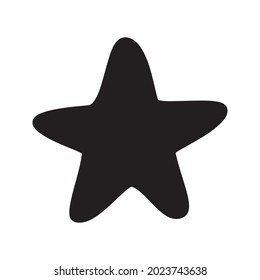 Una estrella o un icono en miniatura. Un icono de vector negro dibujado a mano sobre un fondo blanco.