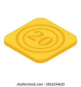 Star-Token-Symbol. Isometrisch aus Sternchen, Vektorsymbol für Webdesign einzeln auf weißem Hintergrund