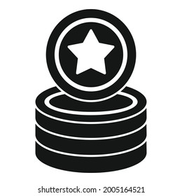 Star token icon simple vector. Bonus reward. Loyalty coin
