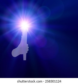 Star torch in hand. Vector illustration