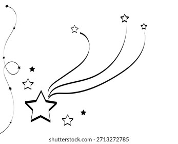 “Shooting Star Trail Illustration”, “Minimal Celestial Star Design”, “Black and White Star Artwork”