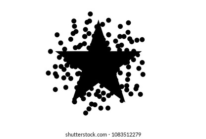 star transformation pattern with dot particles, space background with halftone effect, star effect isolated vector, starburst design background element