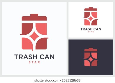 Star Trash Can Design Inspiration. Star Trash Can Symbol Vector Logo Design Template, Star Trash Can Logo Design Vector Illustration