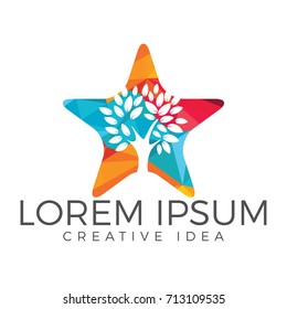 Star tree logo design.